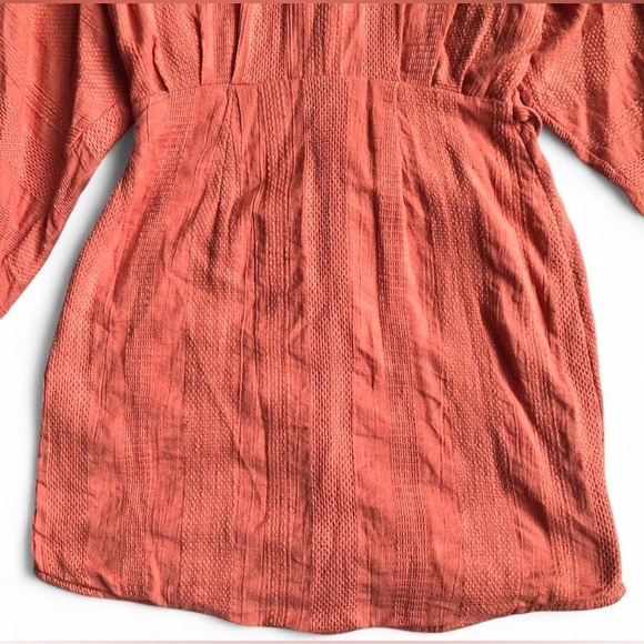 Free People Batwing Shirt Dress Tangerine Boho Mini 90% Cotton Women’s Sz XS - Picture 7 of 13